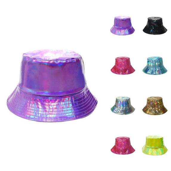 Kids Fishing Bucket Hat - UPF 50 Sun Protection Adjustable Outdoor H Hop Street Gold And Silver Basin Hat For Men And Women Stage Performance Metal PU Fisherman Hat