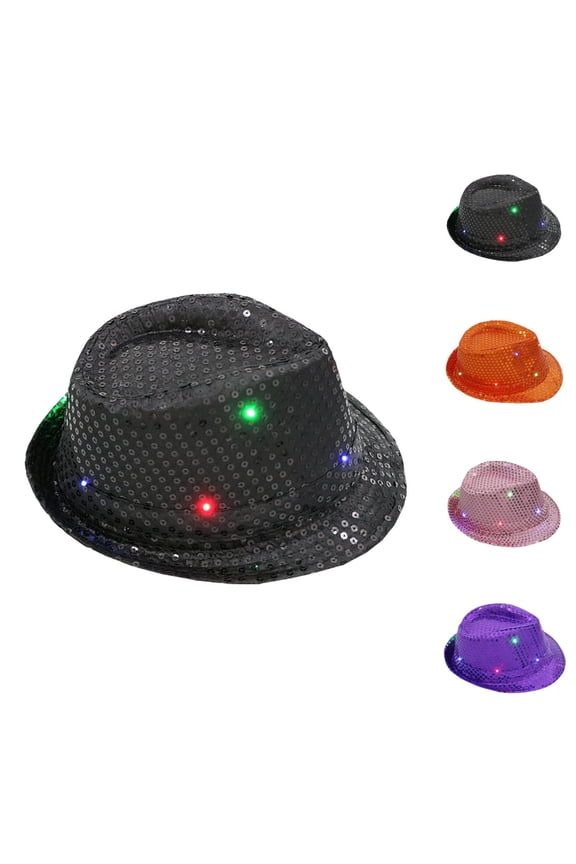Kids Fishing Bucket Hat - UPF 50 Sun Protection Adjustable Outdoor Sequin Glow Jazz Hat Performance Props Flash Cowboy Hat