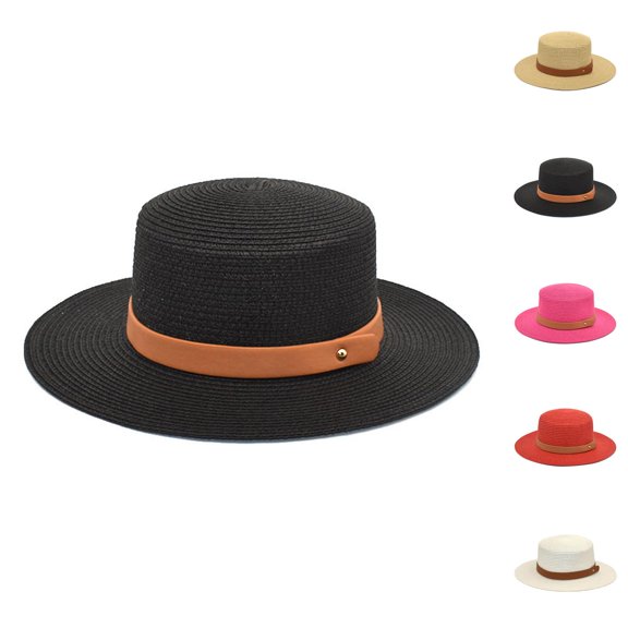 Kids Fishing Bucket Hat - UPF 50 Sun Protection Adjustable Summer Hat Adults Unisex Retro Western Cowboy Riding Hat Leather Belt Wide Cap Straw Hat