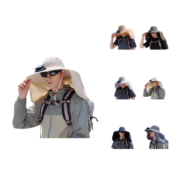 Kids Fishing Bucket Hat - UPF 50 Sun Protection Adjustable Summer Hat Solar Fan Bucket Hat For Men Women UPF50+ Sun Wide Brim Outdoor Sports Summer Fishing Hat With Technology