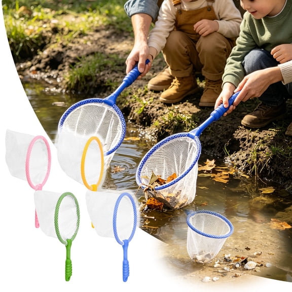 Kids Fishing Net, Kids Beach Catching Mesh Net, Lightweight Outdoor Exploration Scoop Net for Sand, Pool Water, Crab & Bug Catching, Summer Outdoor Adventure Toy