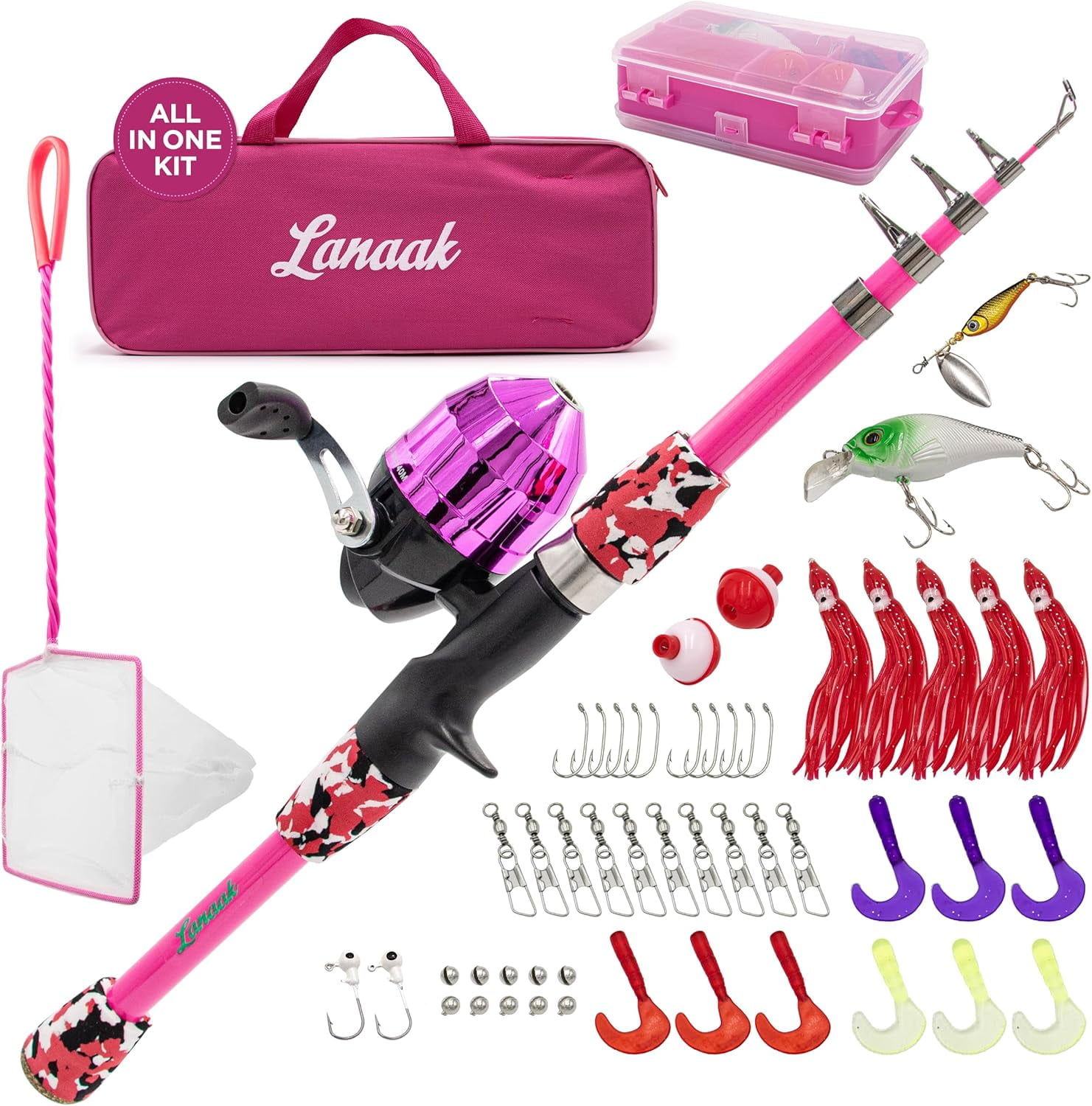 Kids Fishing Pole, Kids Portable Telescopic Fishing Rod Set