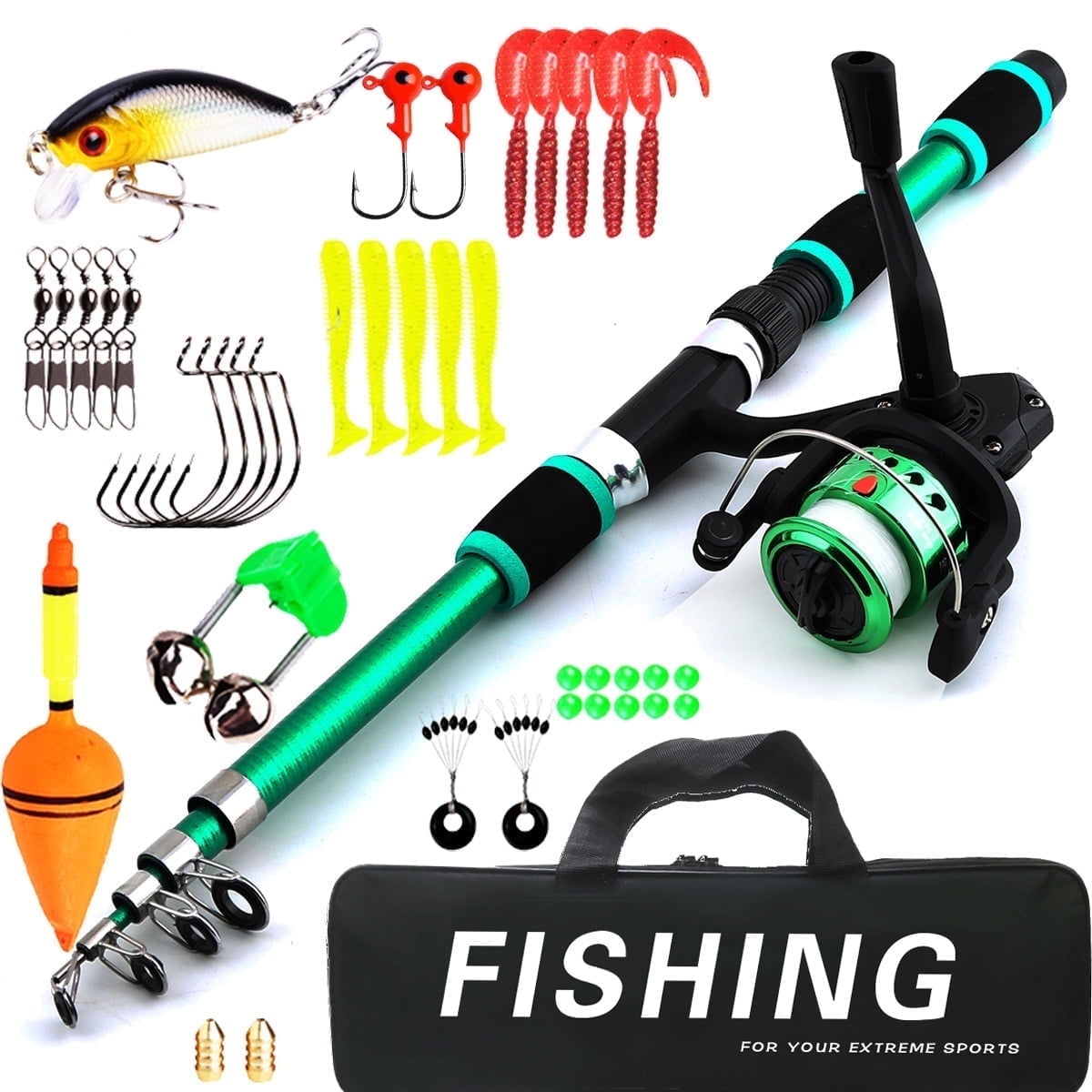 BlueFire Kid Fishing Pole, Portable Telescopic Fishing Rod Set, Fishing Rod  and Reel Combo Kids Fishing Gear for Boys and Girls Age 5-10 and Youth
