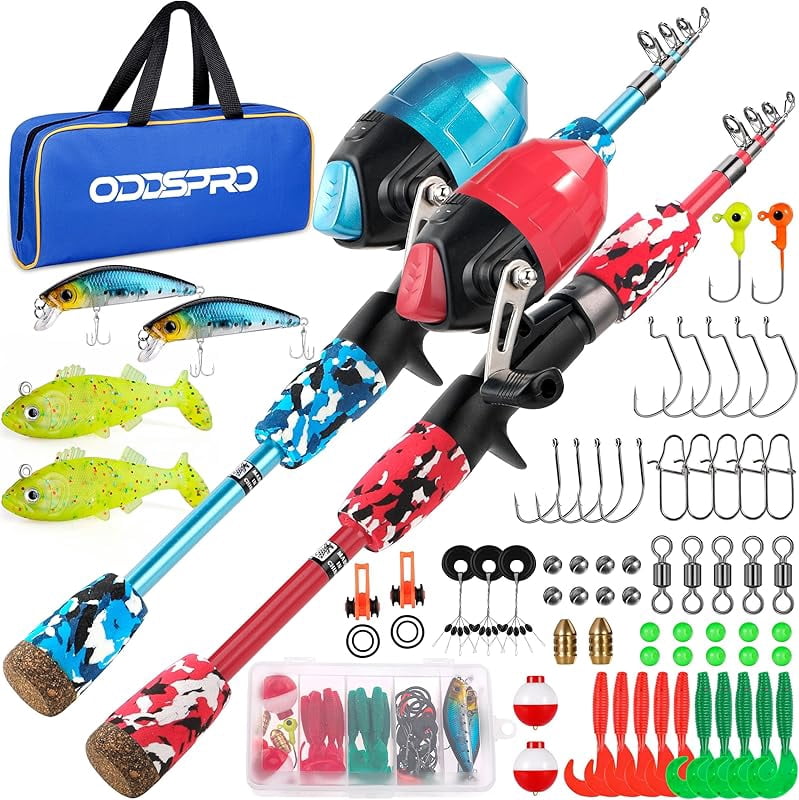 Telescopic Fishing Rod And Reel Combo Kit For Kids - Portable Fishing Pole With Lures, Jig Hooks, Barrel Swivels, And Tackle From Fly Fishing Reels2 - Price 58.73