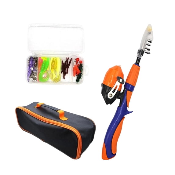 Kids Fishing Pole Rod and Reel Combo Compact Sturdy ABS Plastic for Beginners Youth Parent Child Adventures