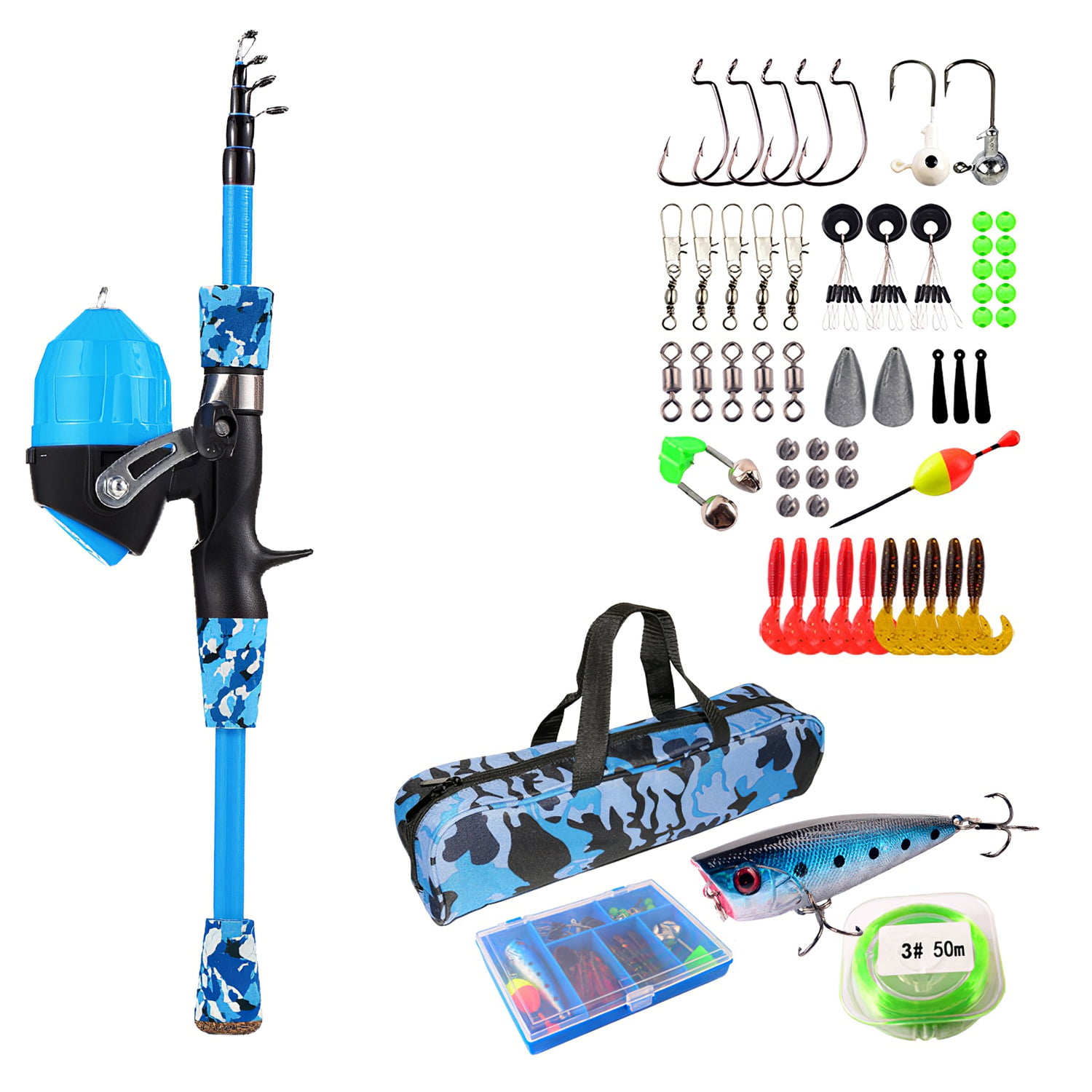Kids Fishing Pole Set Teqhome Portable Telescopic Fishing Rod and