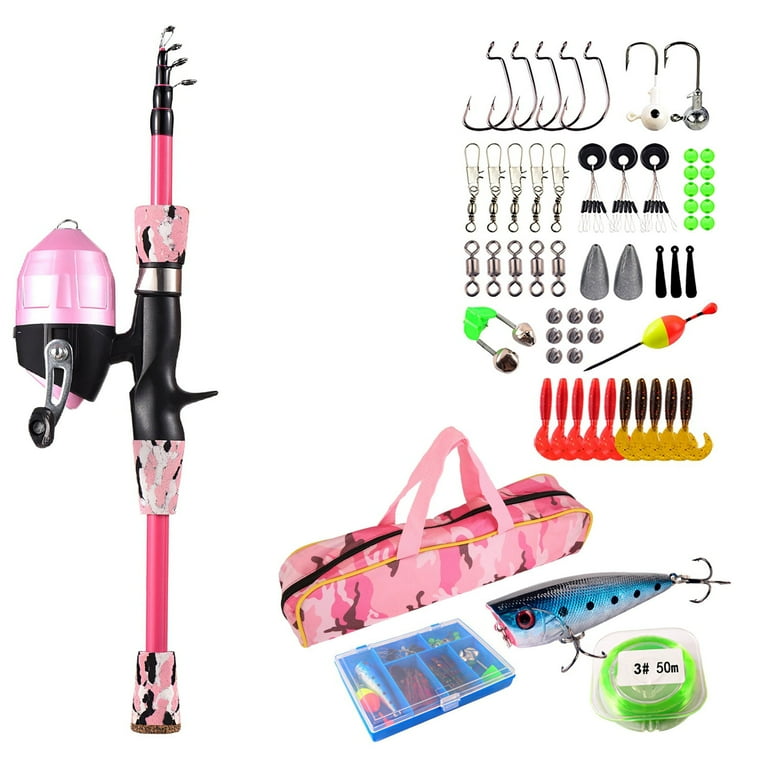 Kids Fishing Pole Set Teqhome Portable Telescopic Fishing Rod and Reel Combo Kit with Tackle Box 56Pcs Fishing Lures for Aged 5+ Girls 5FT Pink Kids Fishing Pole Set Teqhome Portable Telescopic Fishing Rod and Reel Combo Kit with Tackle Box 56Pcs Fishing Lures for Aged 5+ Girls 5FT Pink