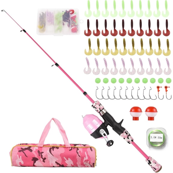Kids Fishing Rod and Reel Combo, 47in/59inTelescopic Fishing Pole Portable Fishing Kits Lightweight with Fishing Lures Fishing Lines Fishing Hooks