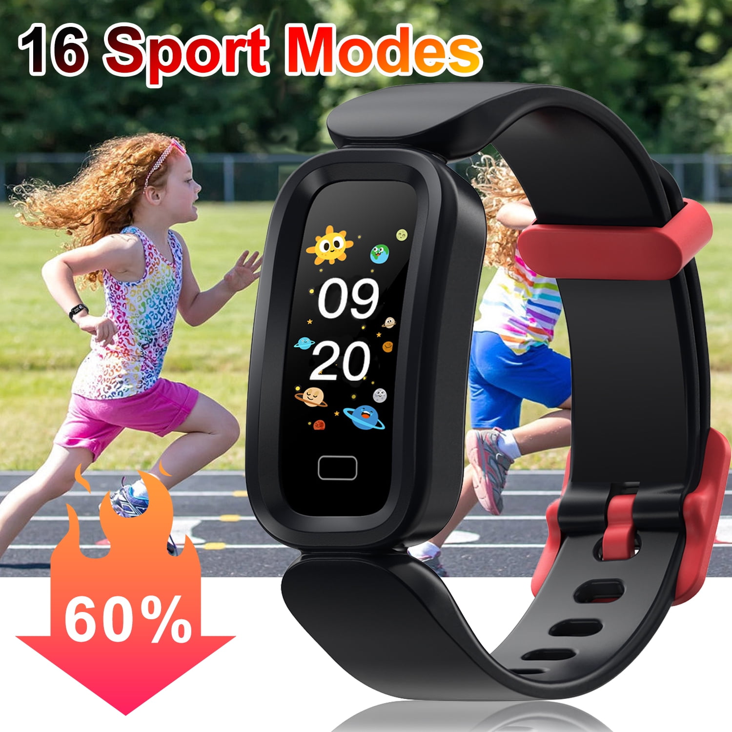 Kids Fitness Tracker, Activity Tracker for Boys Girls, IP68 Waterproof Smart Watch with Heart Rate Sleep Monito, Pedometer, Alarm 16 Sport Modes, Black - Walmart.com