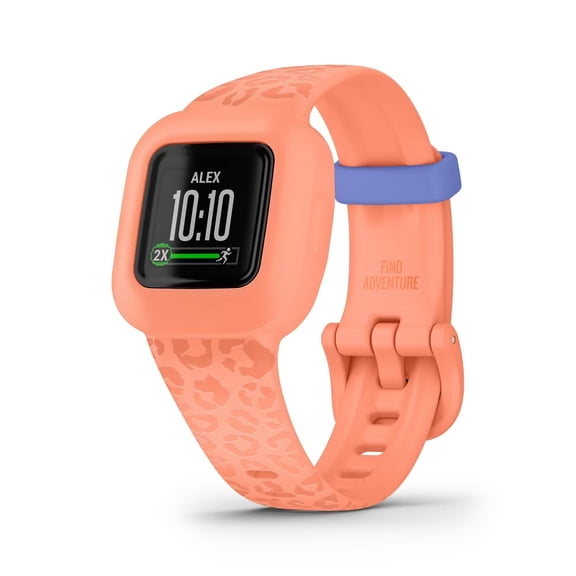 Kids Fitness Tracker Peach Leopard - Swim-Friendly Silicone Wristband