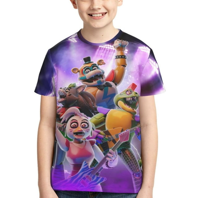 Kids Five Nights At Freddy's Tshirt, Crew Neck FNAF Shirt Cartoon Short ...