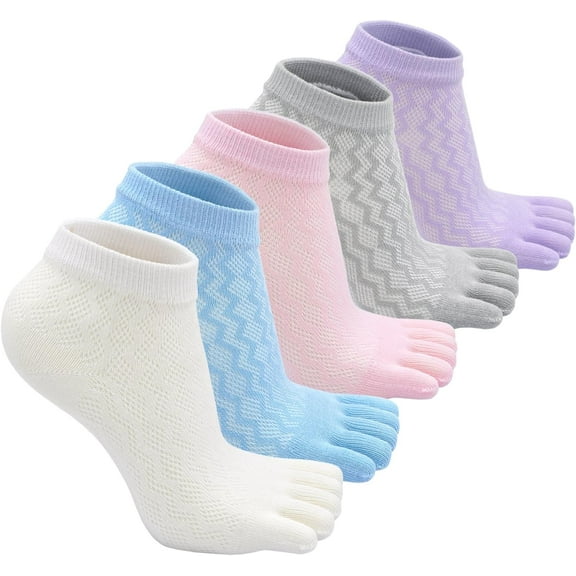 Kids Five Toe Socks Boys Girls Five Finger Sox Running Ankle Cotton Sock (5 Pairs)