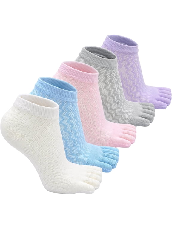 Kids Five Toe Socks Boys Girls Five Finger Sox Running Ankle Cotton Sock (5 Pairs)