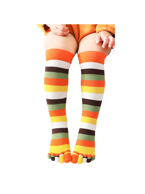 Kids Five Toe Socks Soft Cotton Long Tube Coverage Design Playtimes Comfort Spring Fall Wear