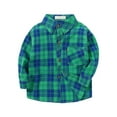 thumbnail image 1 of Kids Flannel Shirt Girl Clothes Size 7-8 Girls Cute Flannel Plaid Button Down Top with Pockets Long Sleeve Jacket Dark Green 8-10 Years, 1 of 2