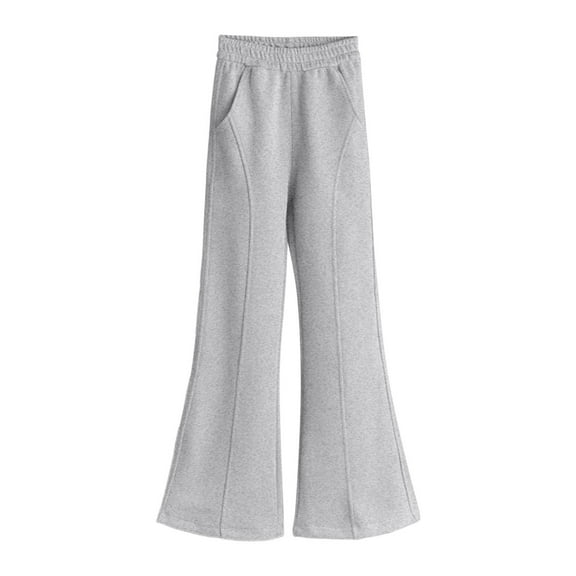 Kids Flare Sweatpants Grey Pants Girls Casual Girls Athletic Joggers Wide Leg Pants with Pocket Girl Pants Size 6-7 Years