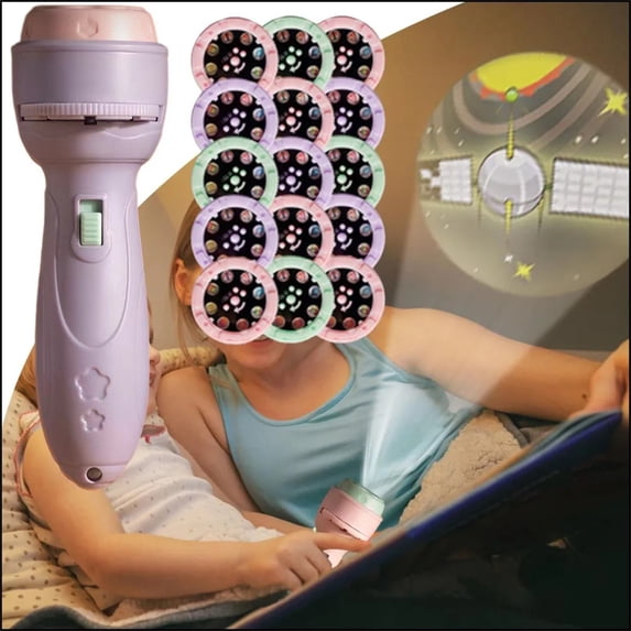 Kids Flashlight Projector Slide Show Torch Light Educational Learning Toys for Toddlers, Birthday Party Favors Goody Bag Fillers Gifts,Purple