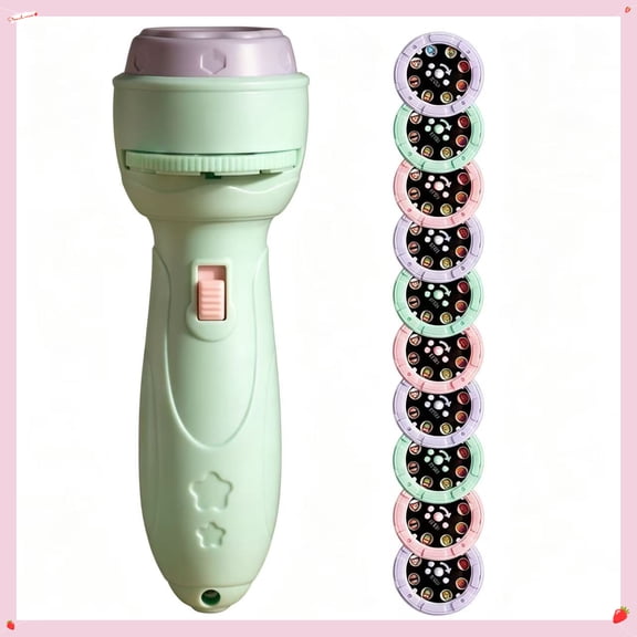 Kids Flashlight Projector with 80 Pattern Slides & 10 Cards, Toddler Story Projector for Bedtime and Birthday Gifts(Green)
