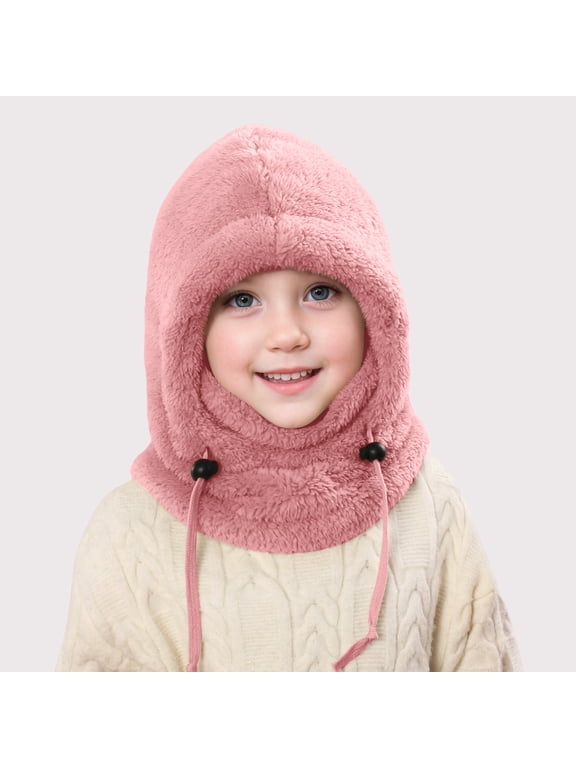 Kids Fleece Balaclava Hood Winter Warm Windproof Face Cover with Adjustable Drawstring for Toddlers