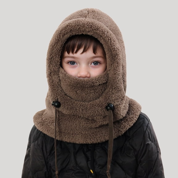 Kids Fleece Balaclava Hood Winter Warm Windproof Face Cover with Adjustable Drawstring for Toddlers