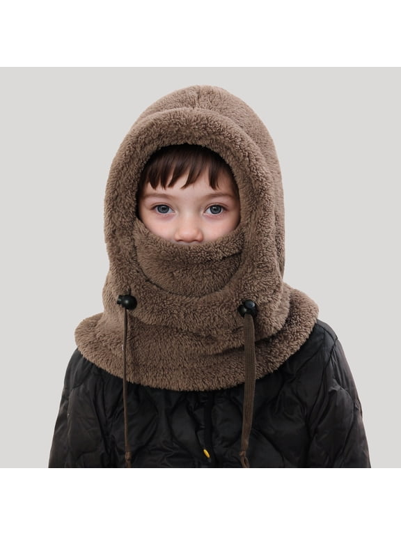 Kids Fleece Balaclava Hood Winter Warm Windproof Face Cover with Adjustable Drawstring for Toddlers