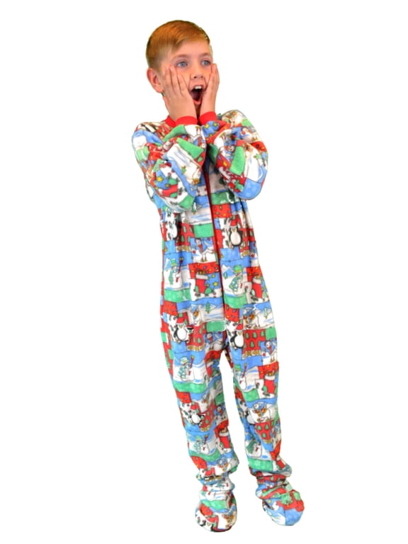 Kids Fleece Christmas One Piece Footed Pajamas Sleeper