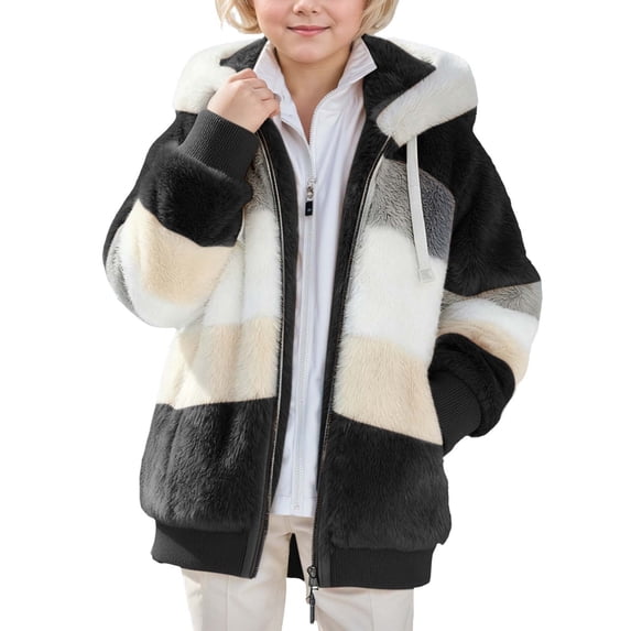 Kids Coat Long Sleeve Hoodies Girls Half Zip Pullover Winter Jackets For Kids Girls Sweaters Size 9-10 Years