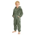 thumbnail image 1 of Kids Hooded Jumpsuit Fuzzy Winter Onesie Romper Long Sleeve Zip-Front One Piece Sleepwear, 1 of 8