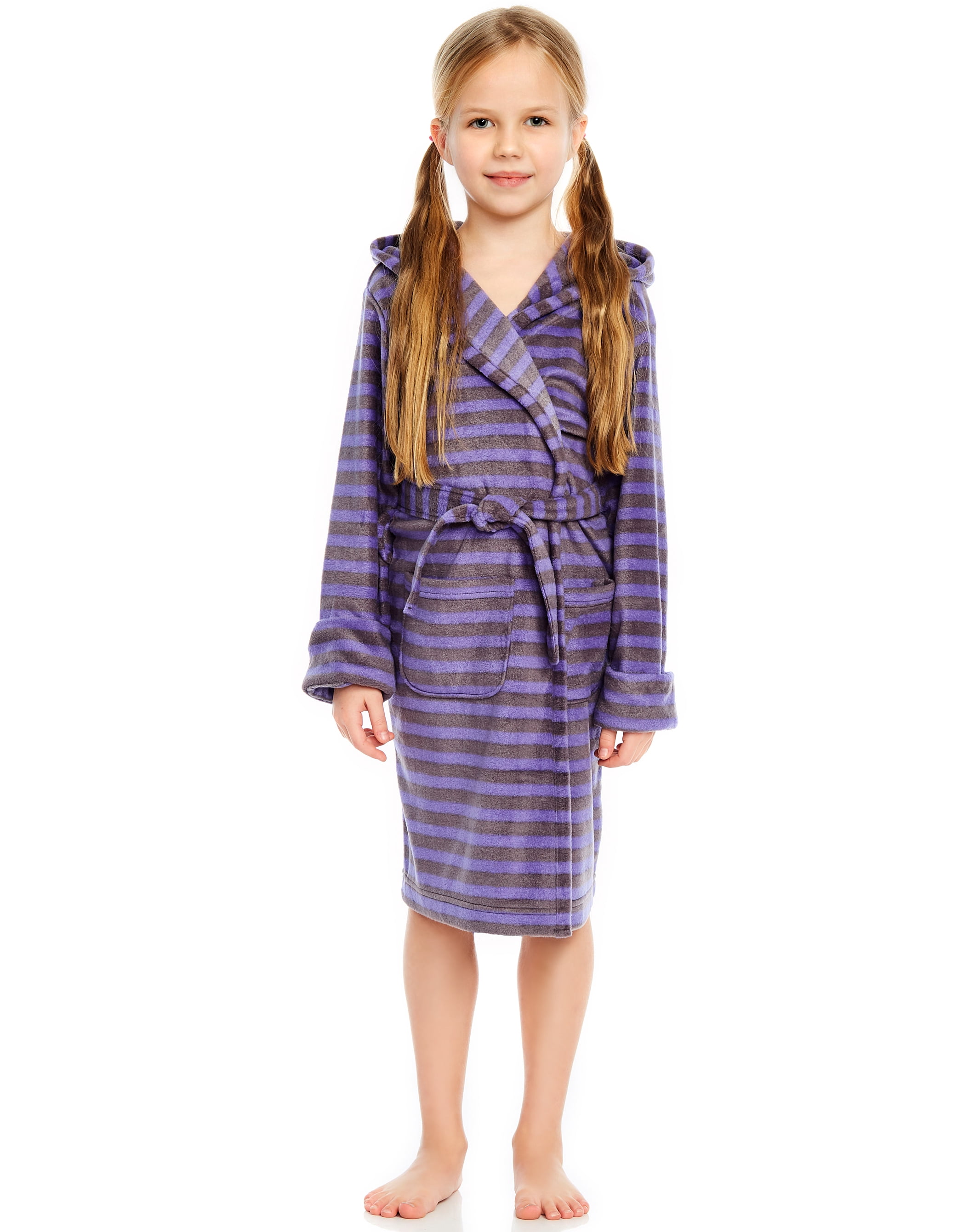 Grey Kids Robe Kids Fleece Hooded Robe Purple & Gray 8 Year - Walmart.com