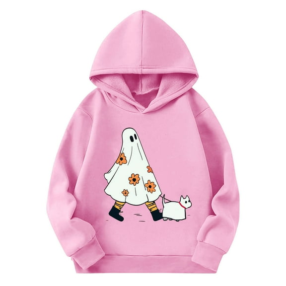 Kids Fleece Hoodie Pullover Top Youth Long Sleeve Casual Hoody Girls Boys Unisex Sweatshirt Pink 7-8 Years