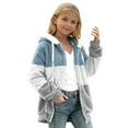 thumbnail image 1 of Kids Fleece Jackets Color Block Zip Up Long Sleeve Fuzzy Jacket Cute Hooded 7-8 Years Boys Winter Coat, 1 of 5