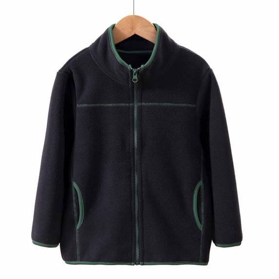 Kids Fleece Jackets Mid-weight Zip Up Sweater Stand Collar Long Sleeve Fall Winter Coats for Boys Girls (12 Years, Dark Gray)