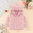thumbnail image 1 of Kids Fleece Jackets with Bear Ear Hooded Zip Up Long Sleeve Fuzzy Jacket Winter Clothes for Toddler Girls 6-7 Years, 1 of 3