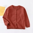 thumbnail image 1 of Kids' Fleece Knitted Cardigan , Long Sleeve Round Neck Sweater For Boys/Girls ,Winter, Super Soft, Brown 3-4 Years, 1 of 6