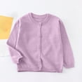 thumbnail image 1 of Kids' Fleece Knitted Cardigan , Long Sleeve Round Neck Sweater For Boys/Girls ,Winter, Super Soft, Purple 7-8 Years, 1 of 6