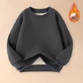 thumbnail image 1 of Kids Fleece Lined Crew Neck Sweatshirt Thick Warm Long Sleeve Pullover Tops with Ribbed Cuffs for Daily School Winter Casual Wear Dark Gray Girls Winter Hoodies 7Y, 1 of 8