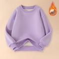 thumbnail image 1 of Kids Fleece Lined Crew Neck Sweatshirt Thick Warm Long Sleeve Pullover Tops with Ribbed Cuffs for Daily School Winter Casual Wear Purple 3Y, 1 of 8