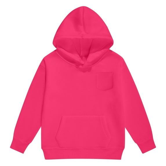 Kids' -Lined Hoodie - Cozy Pullover Sweatshirt with Chest Pocket, Soft Long Sleeve Solid Color Top for Boys & Girls, Playground to School Wear,Size:10-11 Years