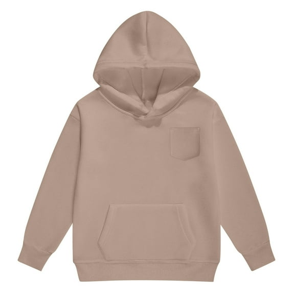 Kids' -Lined Hoodie - Cozy Pullover Sweatshirt with Chest Pocket, Soft Long Sleeve Solid Color Top for Boys & Girls, Playground to School Wear,Size:2-3 Years