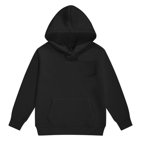 Kids' -Lined Hoodie - Cozy Pullover Sweatshirt with Chest Pocket, Soft Long Sleeve Solid Color Top for Boys & Girls, Playground to School Wear,Size:4-5 Years