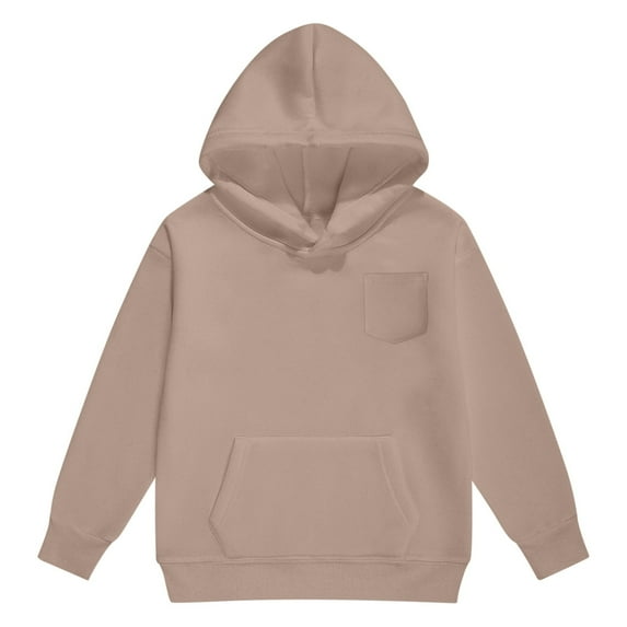 Kids' -Lined Hoodie - Cozy Pullover Sweatshirt with Chest Pocket, Soft Long Sleeve Solid Color Top for Boys & Girls, Playground to School Wear,Size:4-5 Years