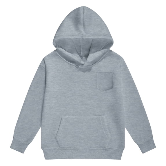 Kids' -Lined Hoodie - Cozy Pullover Sweatshirt with Chest Pocket, Soft Long Sleeve Solid Color Top for Boys & Girls, Playground to School Wear,Size:6-7 Years