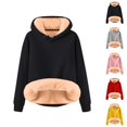 thumbnail image 1 of Kids Lined Hoodie Long Sleeve Plain Winter Heavyweight Warm Hooded Sweatshirt for Boys Girls Pullover Tops, 1 of 1