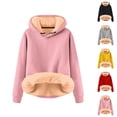 thumbnail image 1 of Kids Lined Hoodie Plain Long Sleeve Winter Heavyweight Warm Hooded Sweatshirt for Boys Girls Pullover Tops, 1 of 5