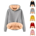 thumbnail image 1 of Kids Lined Hoodie Plain Long Sleeve Winter Heavyweight Warm Hooded Sweatshirt for Boys Girls Pullover Tops, 1 of 1