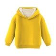 thumbnail image 1 of Kids Fleece Lined Hoodie Unisex Boys Girls Winter Warm Sherpa Hooded Sweatshirt Solid Color Pullover Sweater (12 Months, Yellow), 1 of 3