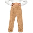thumbnail image 1 of Kids Fleece Lined Lounge Pants for Boys Girls Ages 2-11, Solid Color Fall Winter Warm thermal Pants Elastic Waist Cuffed Long Home Trousers Khaki 5-6 Years, 1 of 8