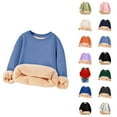 thumbnail image 1 of Kids Lined Sweatshirts Long Sleeve Winter Warm Crewneck Plain Sweatshirt for Boys Girls Kids Pullover Tops, 1 of 1