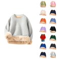 thumbnail image 1 of Kids Lined Sweatshirts Long Sleeve Winter Warm Crewneck Plain Sweatshirt for Boys Girls Kids Pullover Tops, 1 of 5