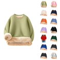 thumbnail image 1 of Kids Lined Sweatshirts Long Sleeve Winter Warm Crewneck Plain Sweatshirt for Boys Girls Kids Pullover Tops, 1 of 1